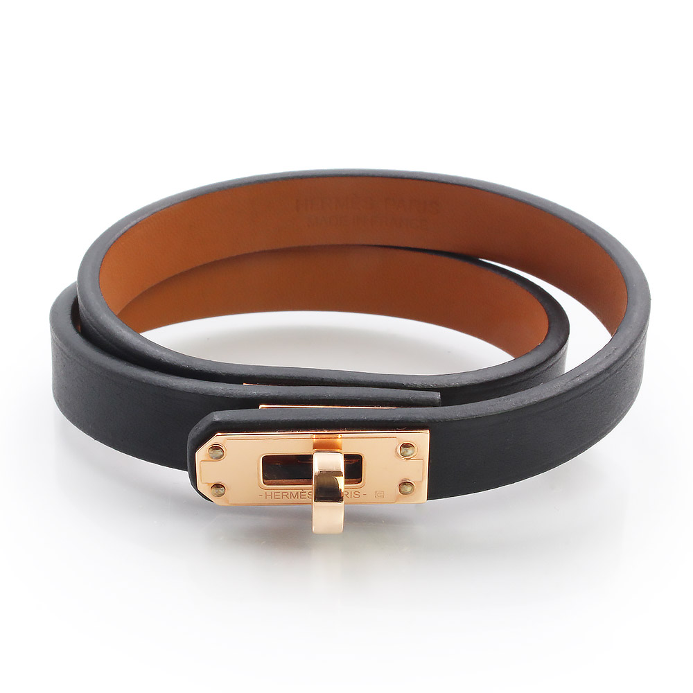 楽天市場】エルメス HERMES レザーブレスレット 黒 ブラック ケリー