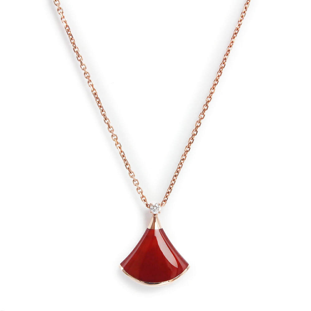 【美品】ブルガリ BVLGARI ディーヴァ ドリーム ペンダント ネックレス K18PG 750 1Pダイヤ カーネリアン ピンクゴールド レッド 350583 箱付