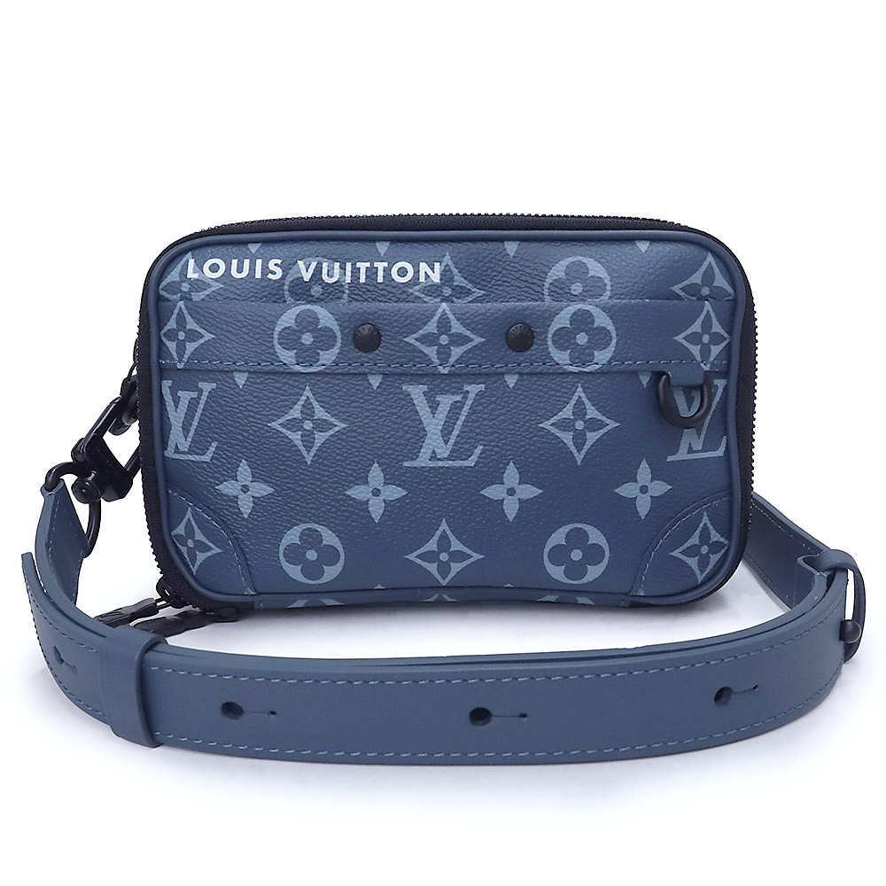 【未使用　展示品】ルイ ヴィトン LOUIS VUITTON ナノ アルファ ウエアラブル ウォレット ショルダーバッグ 斜め掛け モノグラム ブルー ブラック金具 M82801 箱付