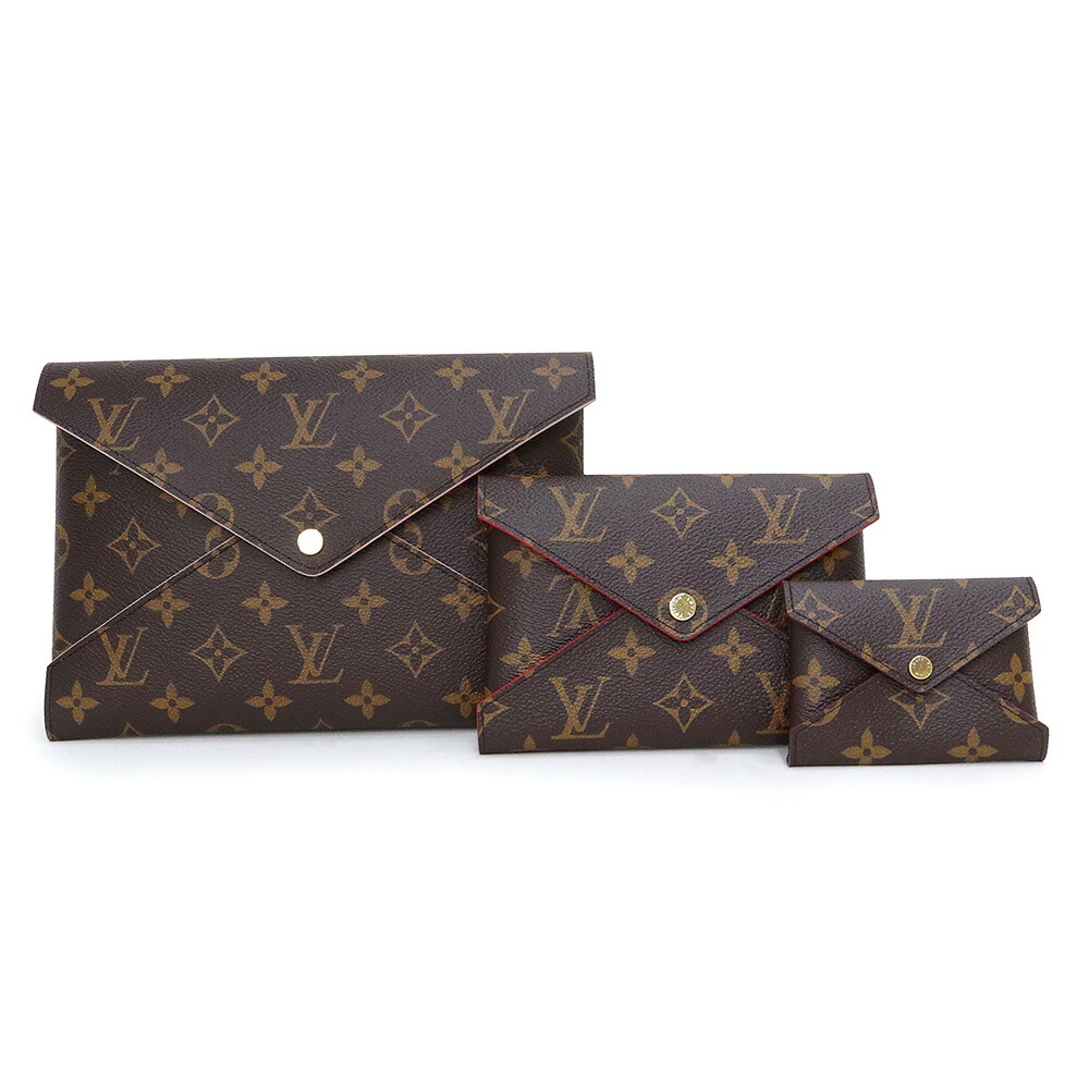 【未当て嵌める 見せびらかす品】ルイ ヴィトン LOUIS VUITTON ポシェット キリガミ ポシェット モノグラム なめし革 赤いこと サクラ色 ボルドーワイン ゴールド金具 M62034