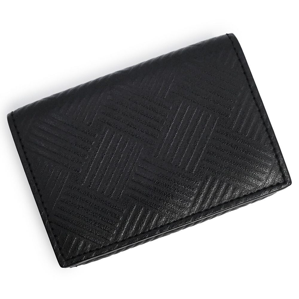 【未当て嵌める 見せびらかす品】ボッテガヴェネタ BOTTEGA VENETA イントレチャート エン雇い主 スモール パウダーコンパクト 三つ折りがま口 カーフスキン なめし革 ネロ 黒いこと しろがね色金具 592678 財布・ケース-メンズ財布