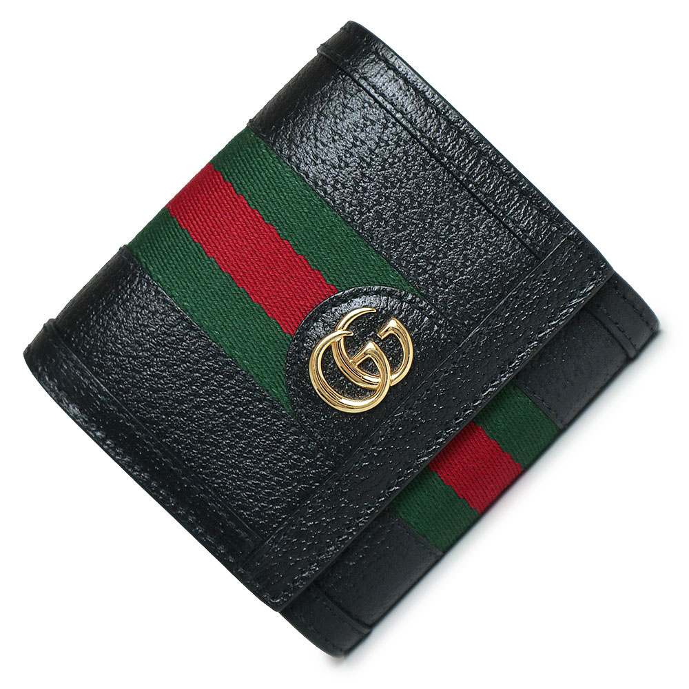 美品　GUCCI ブラック 二つ折り財布　GGマーモント　ロゴ入り　466492 GUCCI グッチ GGマーモント コンパクトウォレット 二つ折り財布 466492
