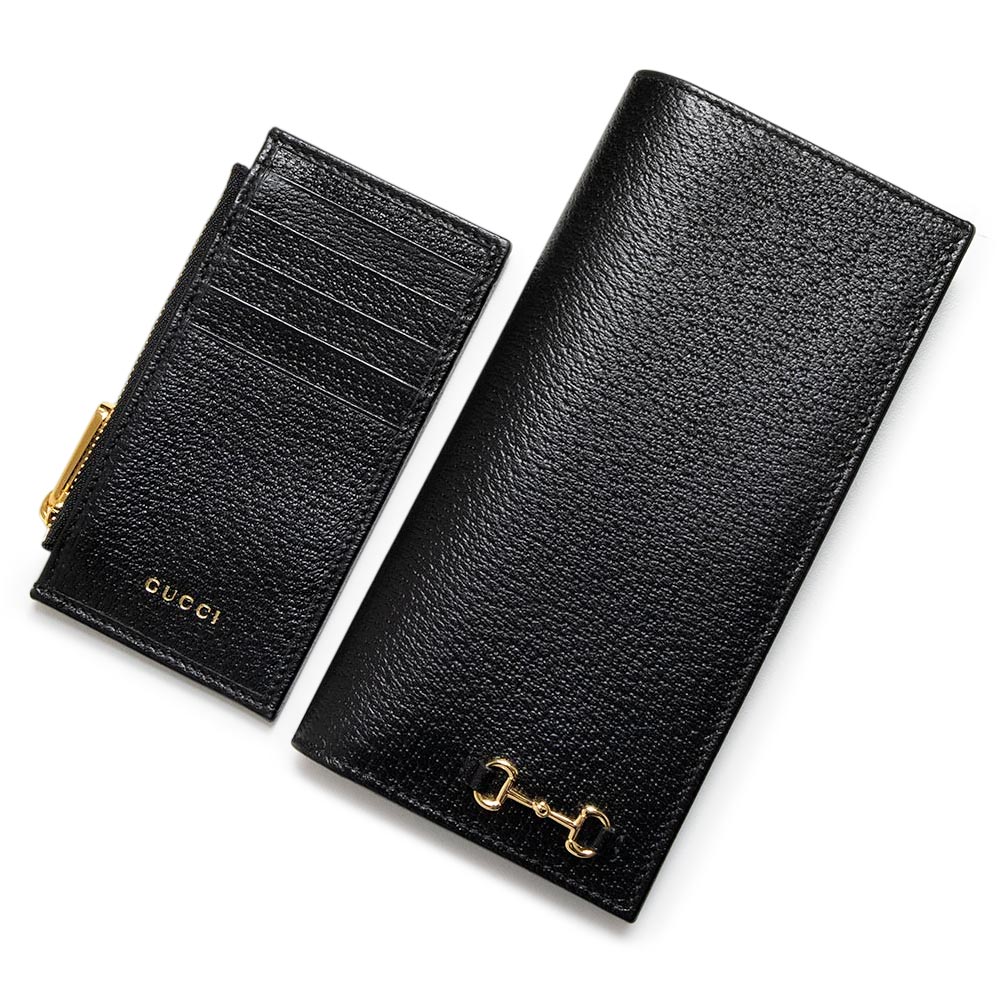 【新品・未使用品】グッチ GUCCI ホースビット付き ロング ウォレット 二つ折り長財布 カーフスキン レザー ブラック ゴールド金具 746038 箱付