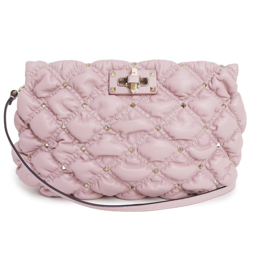【未当て嵌める 見せびらかす品】ヴァレンティノ ガラヴァーニ Valentino Garavani スパイクミー クラッチペダル ショルダーバッグ 曲がった掛け 子ヒツジ人はだ なめし革 お水紫はしどい パープル ゴールド金具 VW2B0I22MCW
