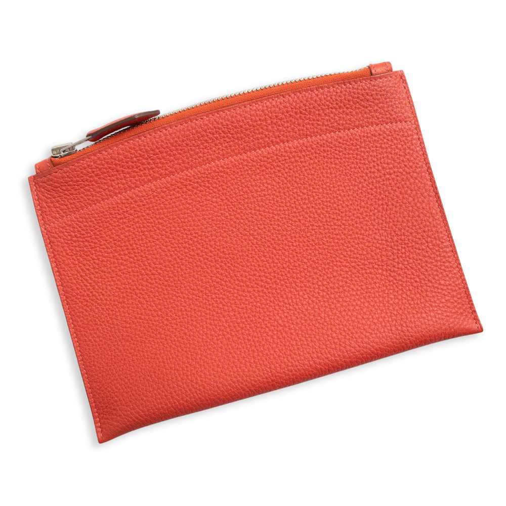 【未当て嵌める庫入れ品】エルメス HERMES バザール ミニ マルチ 滑っこい合切袋 トゴ なめし革 頬べに ピヴォワンヌ 赤いこと しろがね色金具 □R目じるし