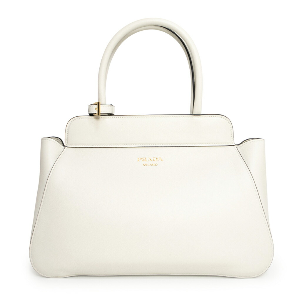 【新品・未当て嵌める品】PRADA プラダ 1BG533 並み並み トート ハンドバック ソフトグレインレザー 白いこと ゴールド金具
