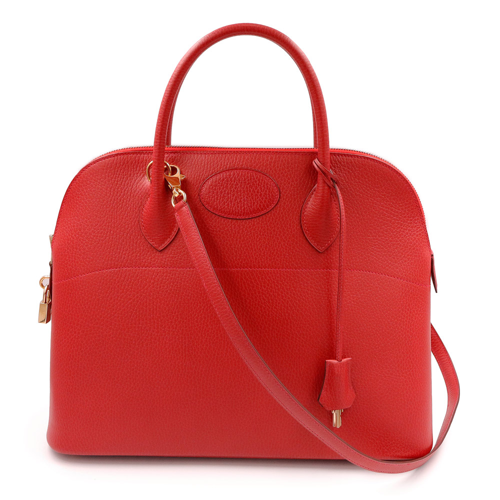 【中古】HERMES エルメス ボリード 35 2WAY ショルダー ハンドバッグ アルデンヌ レザー Geranium ゼラニウム レッド ゴールド金具