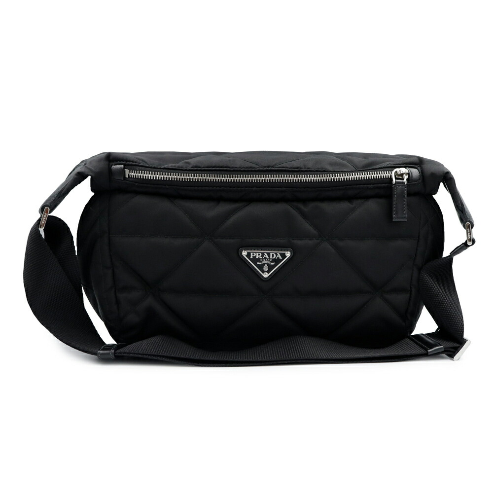 【未使用　展示品】PRADA プラダ 2VH994 Re-Nylon サフィアーノ 2WAY TESSUTO SAFFIANO キルティング ナイロン レザー Nero ブラック ショルダーバッグ 斜め掛け シルバー金具