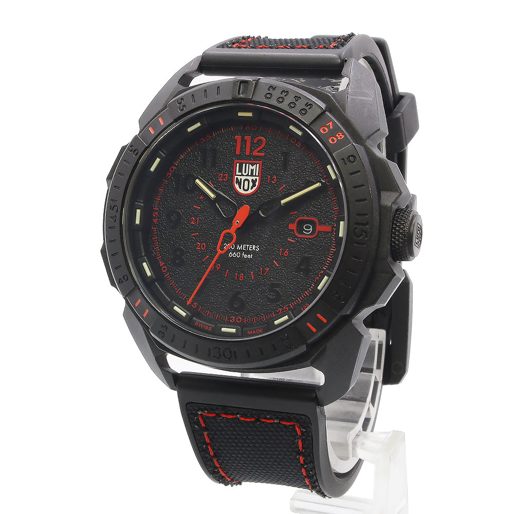 【美品】LUMINOX ルミノックス 1002 アイス サー アークティック 1000シリーズ クオーツ カーボン ステンレススチール ラバー テキスタイル ブラック レッド 腕時計 ギャラ 保証書 箱付