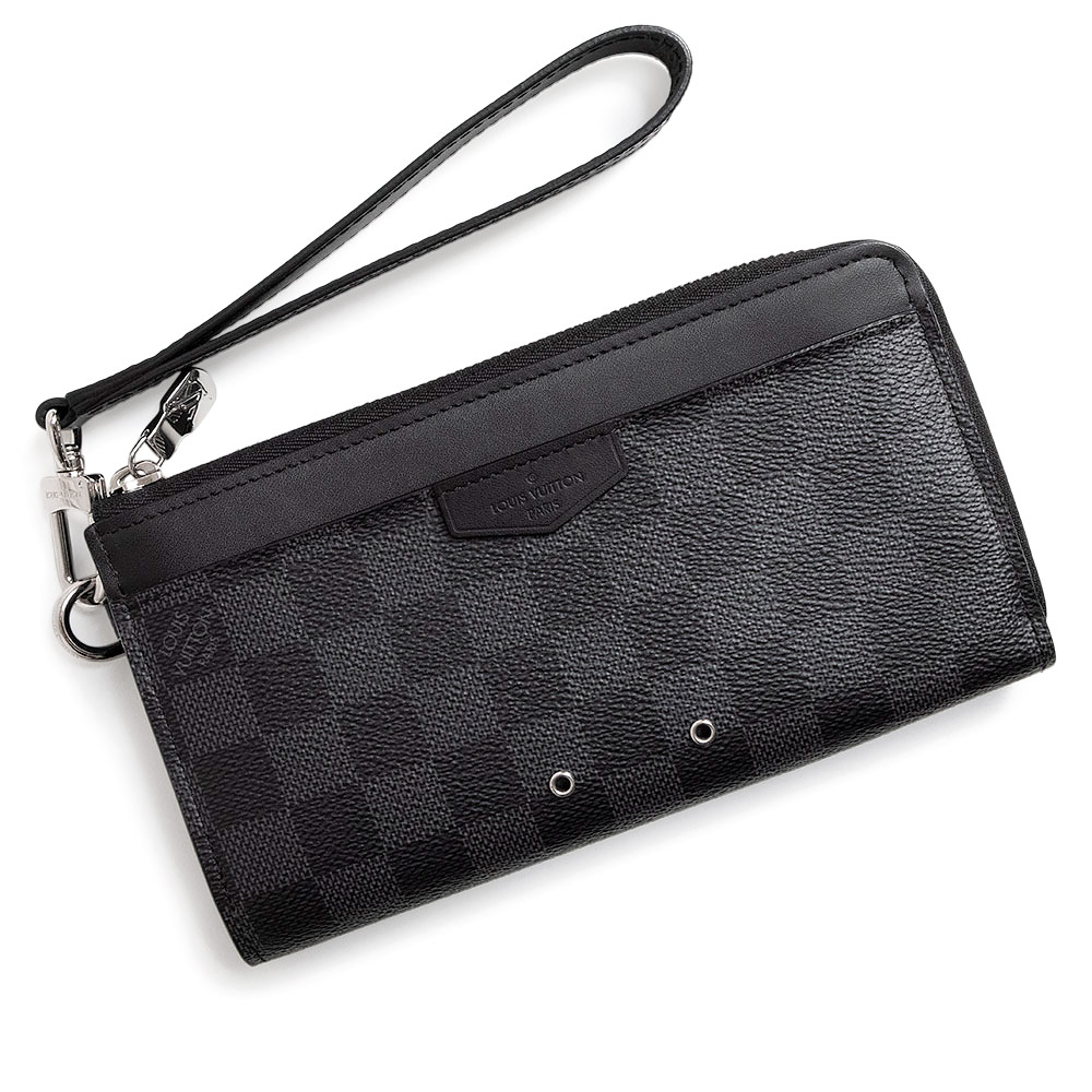 【新品・未当て嵌める品】LOUIS VUITTON ルイ ヴィトン N60379 ジッピー ドラゴンヌ L字チャック ダミエグラフィット 黒いこと 長金入れ しろがね色金具 箱付