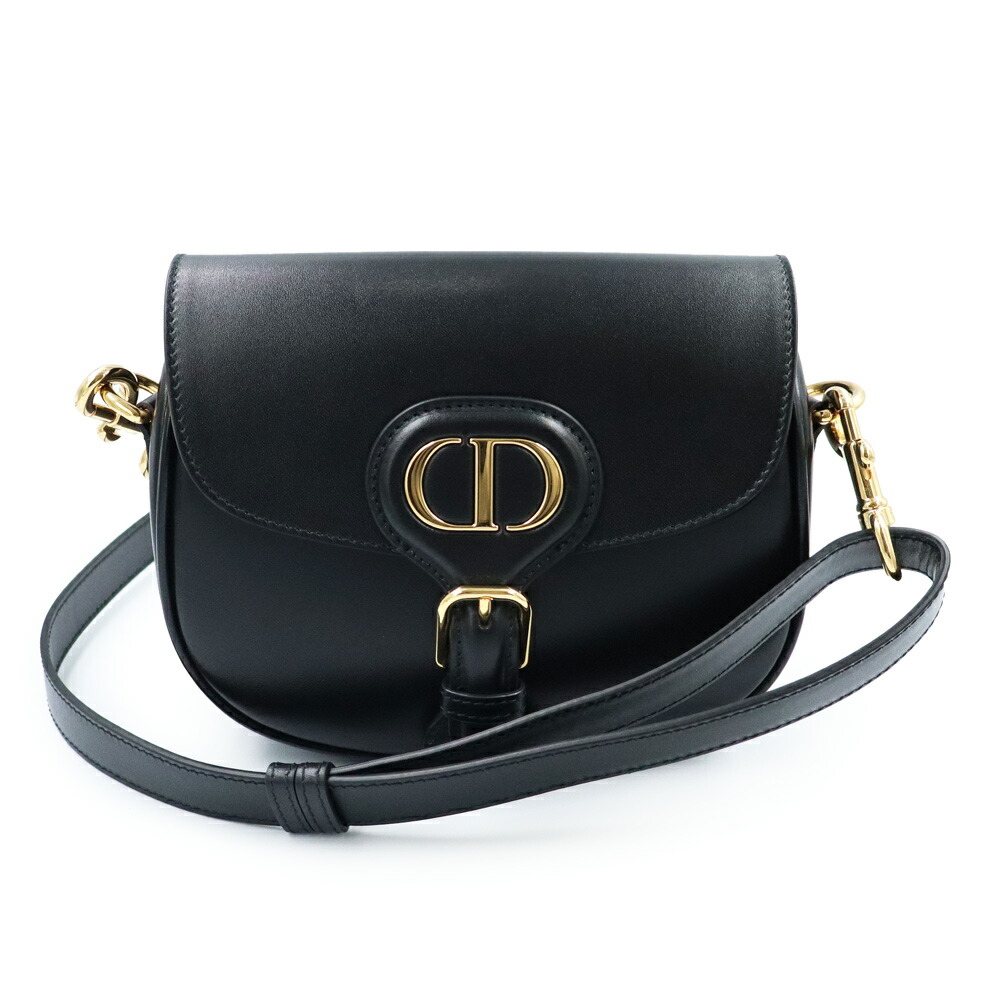 【未当て嵌める 見せびらかす品】Christian Dior ディオール M9317 Dior Bobby スモール ボビー 並み並み ボックスカーフ 黒いこと ショルダーバッグ 曲がった掛け なめし革 ゴールド金具