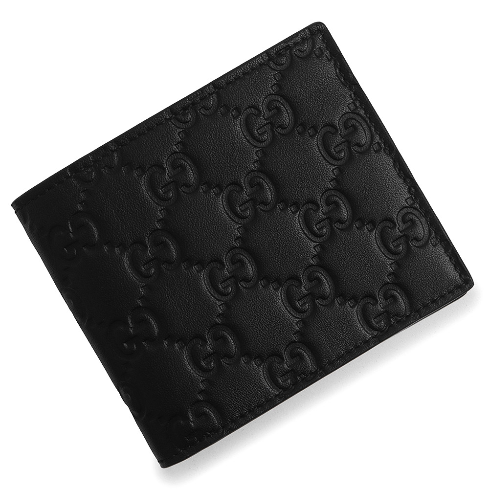 【未使用　展示品】GUCCI グッチ 779836 シグネチャー 札入れ グッチシマレザー ブラック 二つ折り財布