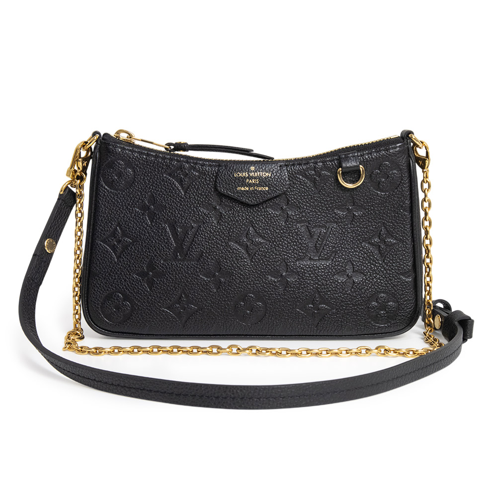 【美品】LOUIS VUITTON ルイ ヴィトン M80349 イージー ポーチ モノグラムアンプラント ノワール ブラック 3way チェーン ショルダーバッグ 斜め掛け レザー ゴールド金具