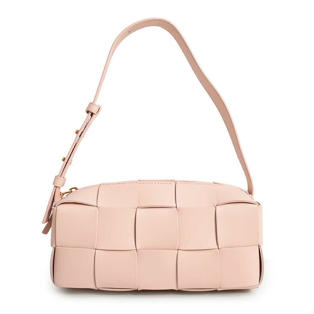 【未使用 展示品】BOTTEGA VENETA ボッテガヴェネタ 729166 マキシ イントレチャート ラムスキン ピンク スモール ブリック カセット ショルダーバッグ レザー ゴールド金具