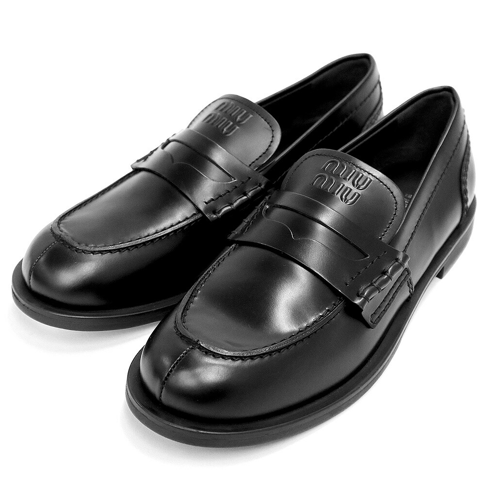 楽天市場】MIU MIU ミュウミュウ ローファー ブラッシュドレザー