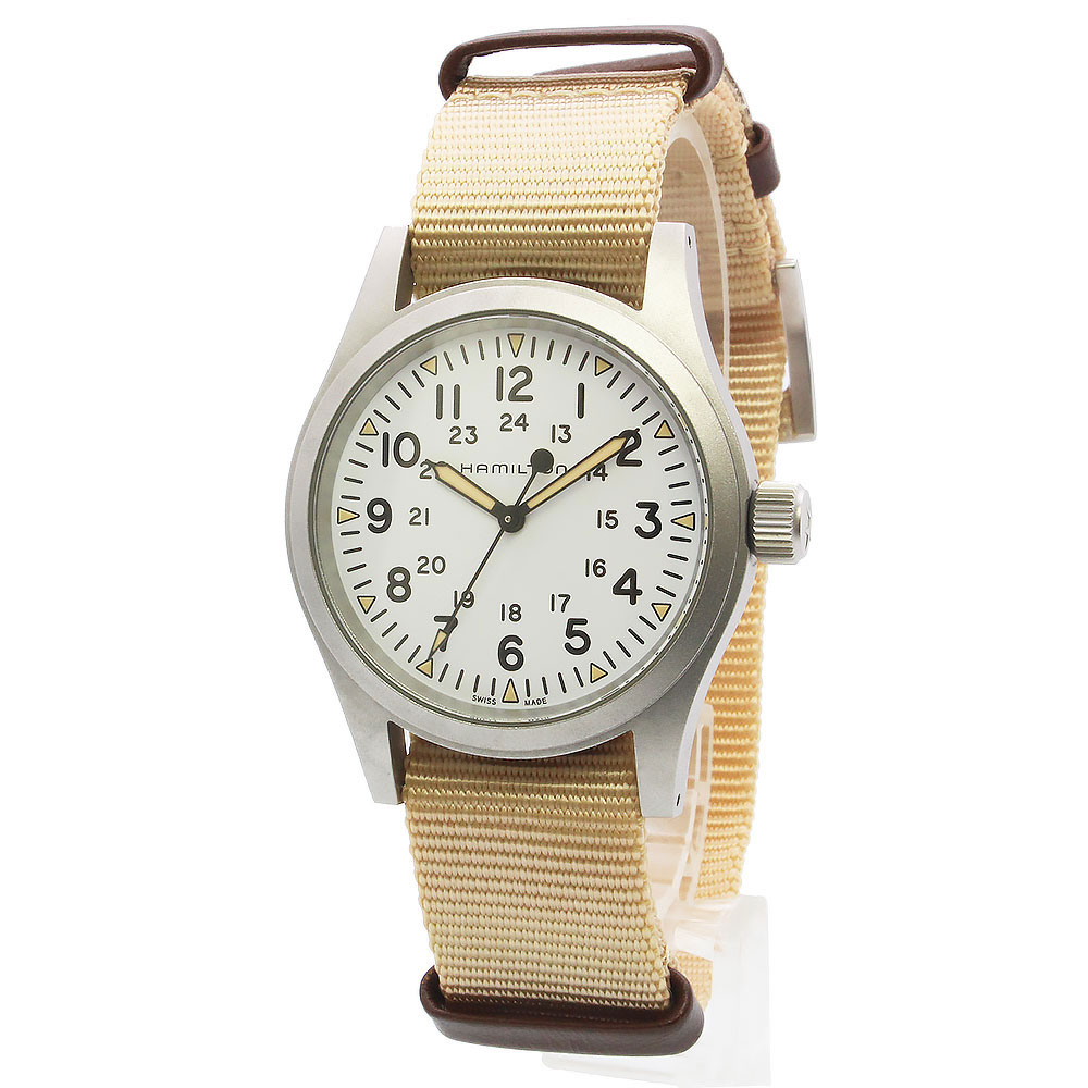 美品】HAMILTON ハミルトン H694390 カーキ フィールド メカニカル 手