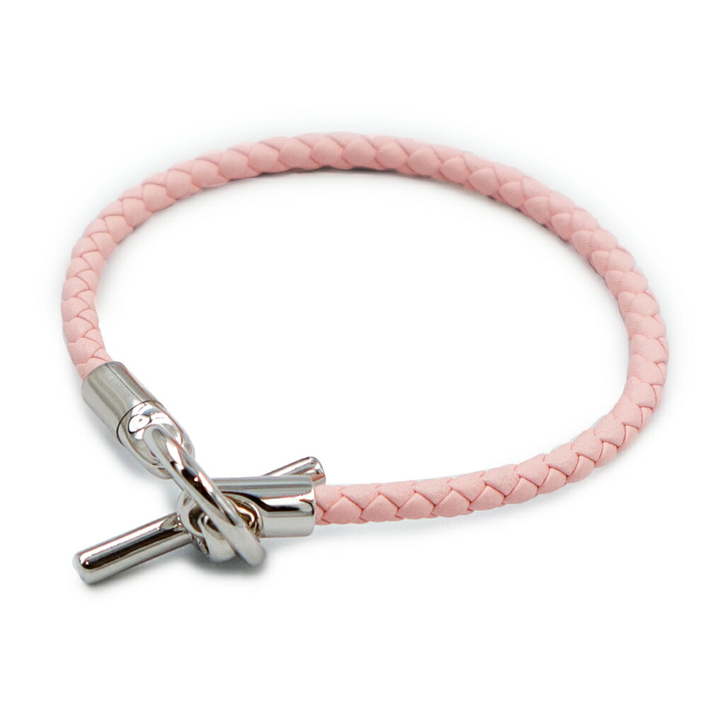 【新品・未使用品】HERMES エルメス グレナン ヴォースイフト ＃T3 Mauve pale モーヴパール ピンク ブレスレット レザー シルバー金具 箱付