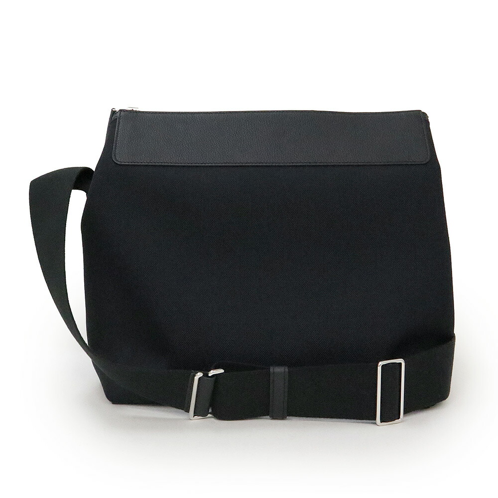 【未当て嵌める 見せびらかす品】HERMES エルメス フール トゥ R.M.S 12H 帆布 トリヨンレザー ノワール 黒いこと B目じるし ショルダーバッグ 曲がった掛け しろがね色金具