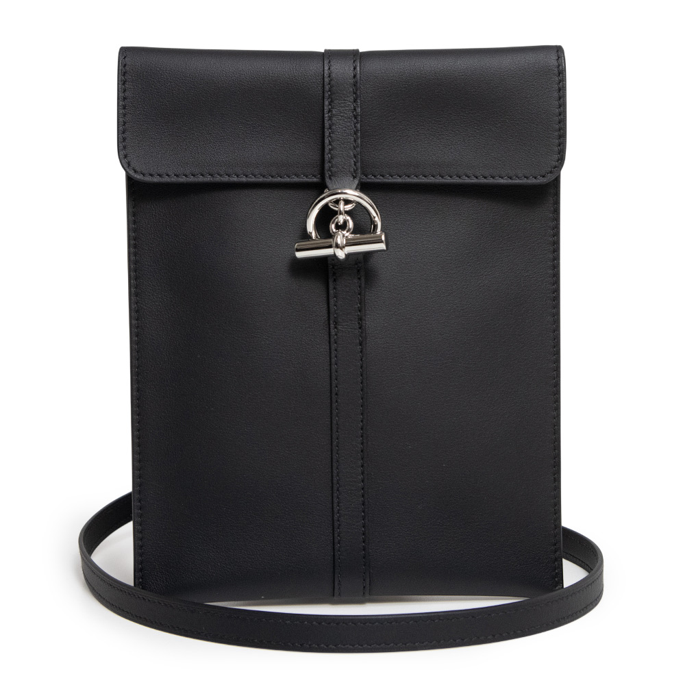 【新品・未当て嵌める品】HERMES エルメス グレナン トー ゴー 合切袋 ヴォースイフト 黒いこと K目じるし 肩肉 上半身御徒面子 曲がった掛け なめし革 しろがね色金具 箱付
