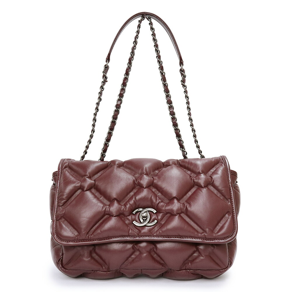 【未当て嵌める 見せびらかす品】CHANEL シャネル A93602 バブルキルトカーフ なめし革 ボルドーワイン 2way ショルダーバッグ 曲がった掛け ヴィンテージシルバー金具 ショルダーバッグ・メッセンジャーバッグ-バッグ