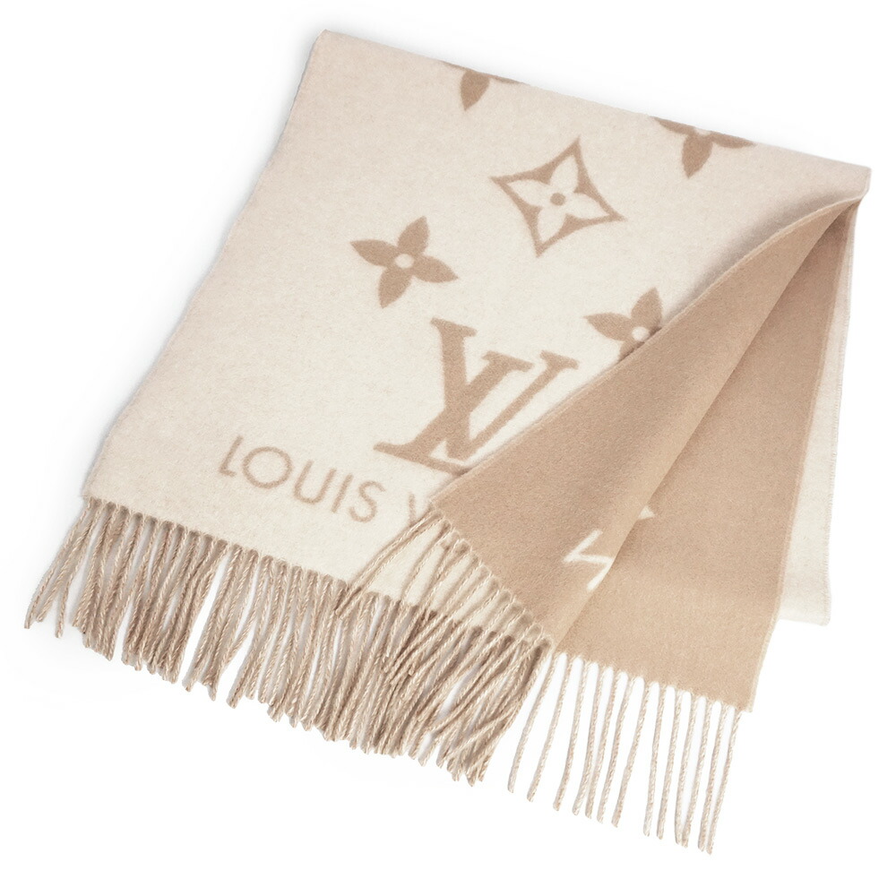 【未当て嵌める納める品】LOUIS VUITTON ルイ ヴィトン M78123 えり巻き レイキャビック モノグラム 巨大な生物 カシミール 100％ ベージュ 肩かけ 袈裟 箱付
