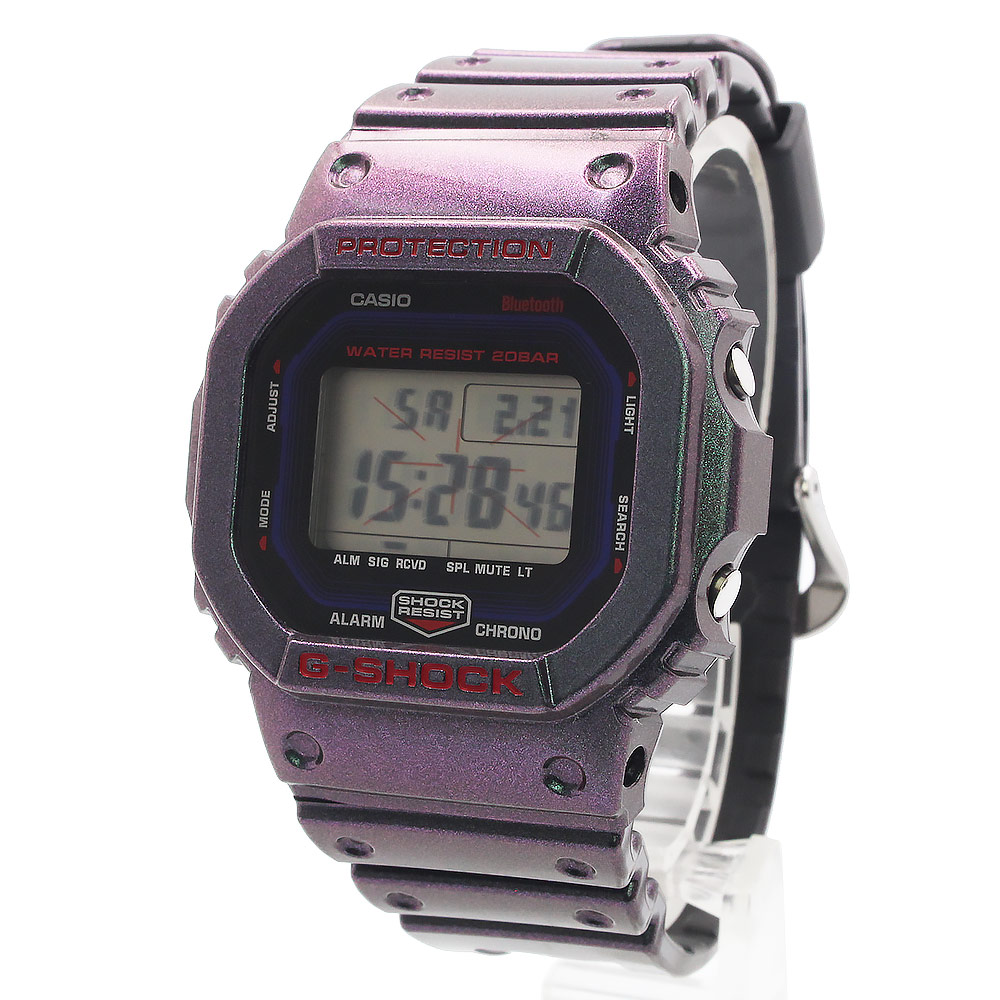 【未使用 展示品】CASIO カシオ DW-B5600AH-6JF Gショック G-SHOCK 5600シリーズ デジタル Aim High series Bluetooth搭載 クオーツ ステンレススチール 樹脂 パープル ブルー グラデーション 腕時計 シルバー金具 箱付