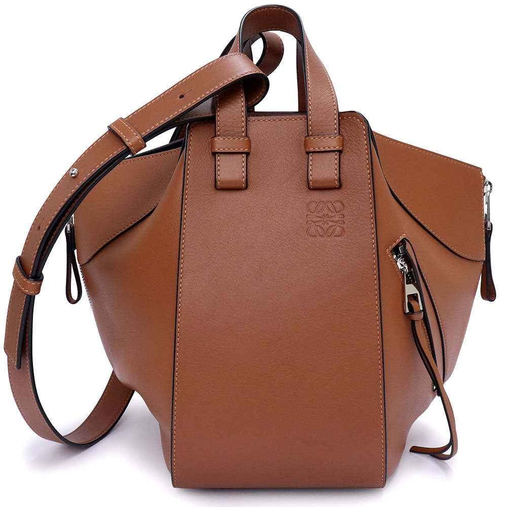 【未使用　展示品】LOEWE ロエベ 387 30 S35 ハンモック スモール クラシックカーフ タン ブラウン 2way 斜め掛け ショルダー ハンドバッグ レザー シルバー金具