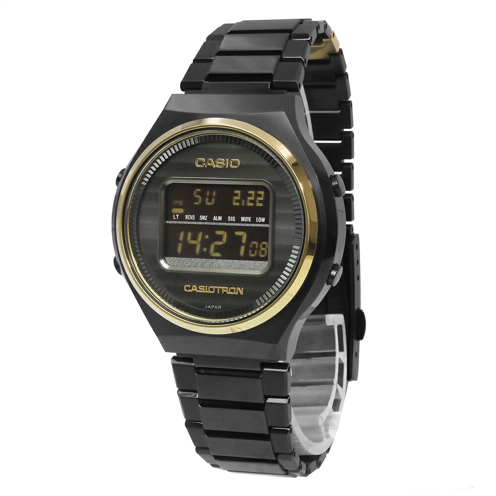 【新品同様品】CASIO カシオ TRN-50ZE-1AJR カシオトロン カシオウオッチ50周年記念モデル 電波 ソーラー ステンレススチール ブラック ゴールド デジタル 腕時計 箱付