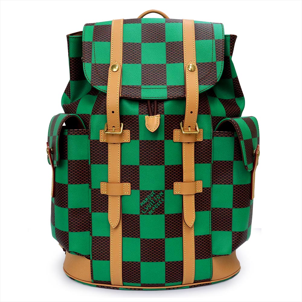 【未使用　展示品】LOUIS VUITTON ルイ ヴィトン N40564 クリストファー MM ダミエポップ キャンバス グリーン ブラウン リュック デイパック バックパック ゴールド金具