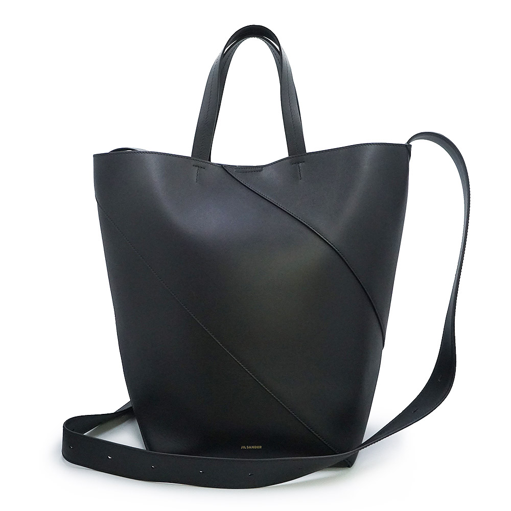 【美品】JIL SANDER ジルサンダー J08WD073 Vertigo ヴァーティゴ トート ミディアム レザー ブラック 2WAY ショルダー ハンドバッグ 斜め掛け ゴールド金具｜ブランドシティ　BrandCity
