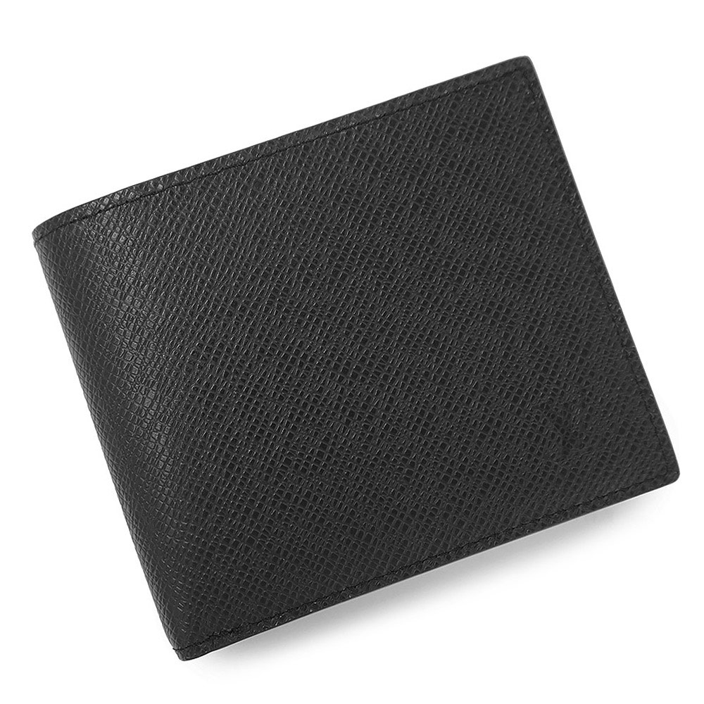 【未使用　展示品】LOUIS VUITTON ルイ ヴィトン M62045 ポルトフォイユ アメリゴ NM タイガ ノワール ブラック 二つ折り財布 レザー シルバー金具 イニシャル入り 箱付