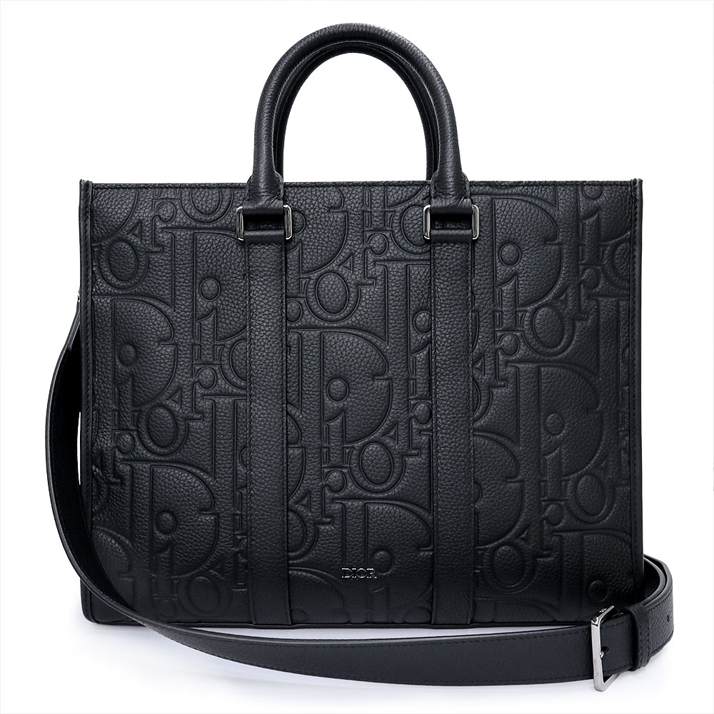 【未当て嵌める 見せびらかす品】Christian Dior ディオール 1ESSH242LLG_H00N パン種 酉の方角 EAST WEST 並み並み ディオールグラビティレザー グレインドカーフスキン 黒いこと 2WAY 曲がった掛け 肩肉 トートバッグ なめし革 しろがね色金具 箱付