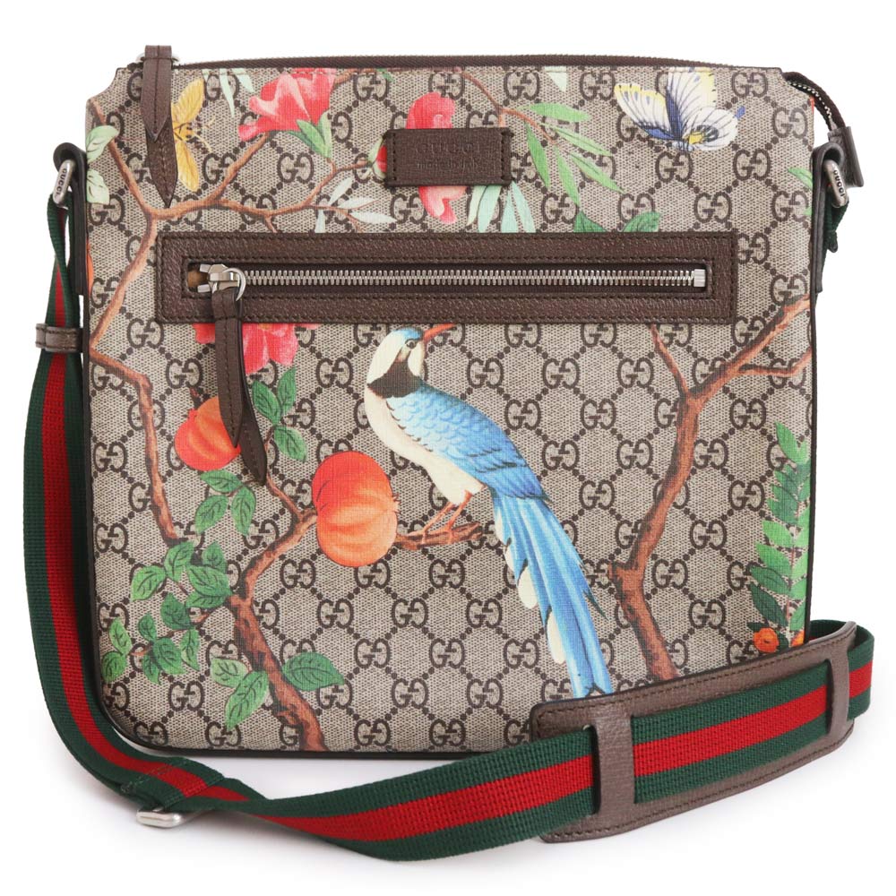 【未当て嵌める 見せびらかす品】GUCCI グッチ 406408 小鳥 ティアン GGスプリームキャンバス なめし革 ベージュ 赤銅色 ショルダーバッグ 曲がった掛け アンティークしろがね色金具