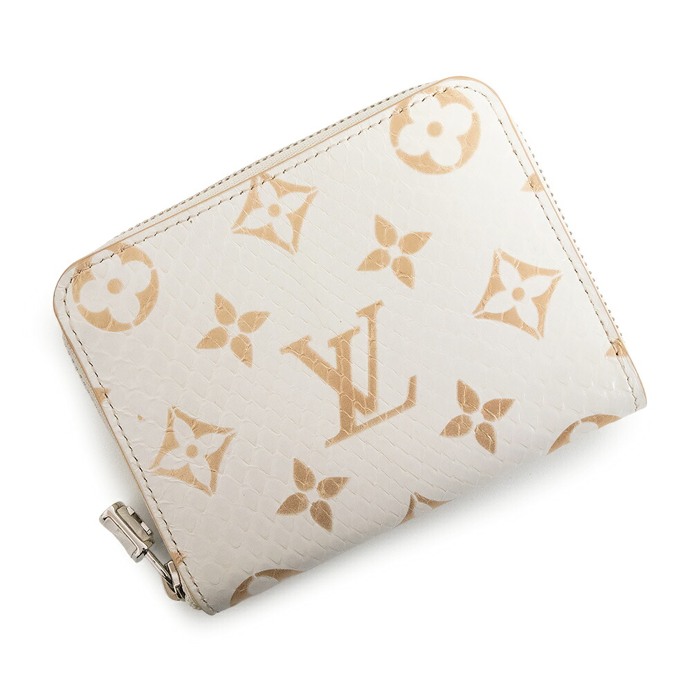【未当て嵌める 見せびらかす品】LOUIS VUITTON ルイ ヴィトン N97726 ジッピー 鋳貨金入れ モノグラム パイソン ラテ 白いこと コインケース 釣り銭入れ 金入れ エキゾチックレザー しろがね色金具 箱付