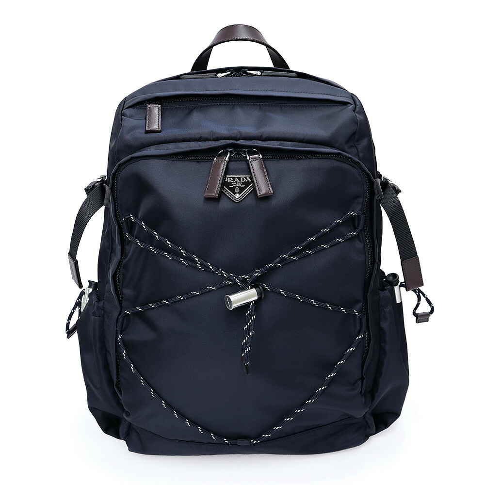 【新品・未使用品】PRADA プラダ 2VZ122 スピードロック ナイロン レザー ネイビー リュック デイパック バックパック トライアングル 三角ロゴ プレート シルバー金具
