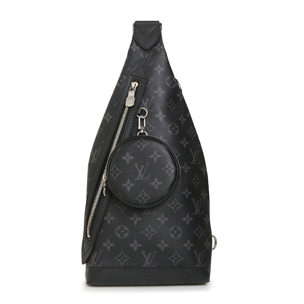 【未当てはめる 見せびらかす品】LOUIS VUITTON ルイ ヴィトン M30936 二人組 スリングバッグ モノグラムエクリプス タイガラマ 黒いこと 上半身御徒面子 一肩先 曲がった掛け なめし革 しろがね色金具