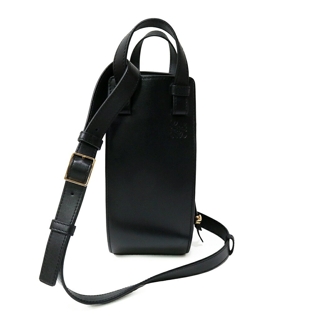 【未使用　展示品】LOEWE ロエベ A538HHSX01 ハンモック スライス カーフスキン ブラック 2WAY ショルダー ハンドバッグ 斜め掛け レザー ゴールド金具 148,500円