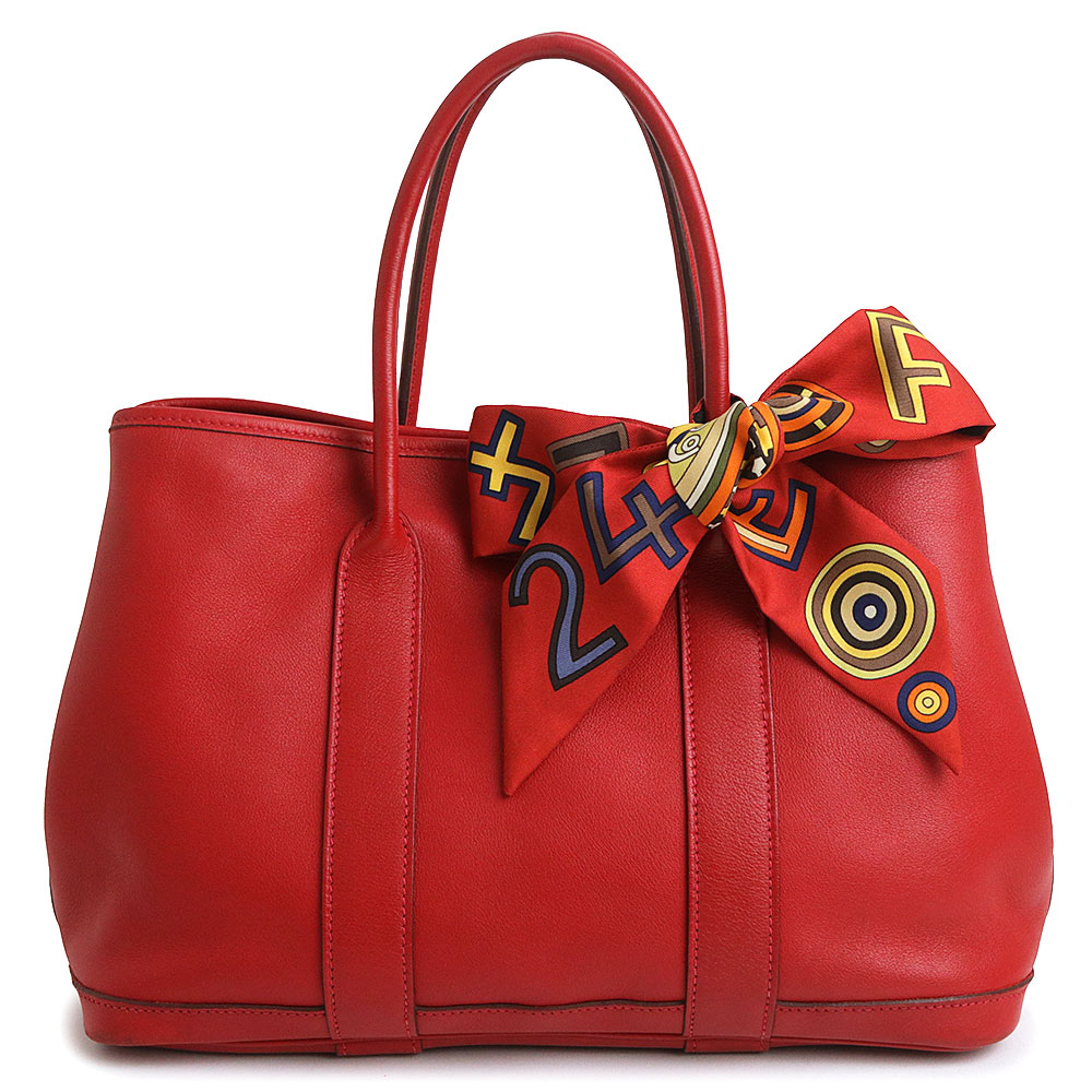 【中古】HERMES エルメス ガーデンツイリー TPM 30 ヴォースイフト Vermillon ヴァーミリオン レッド □J刻印 ハンドバッグ レザー シルバー金具｜ブランドシティ　BrandCity