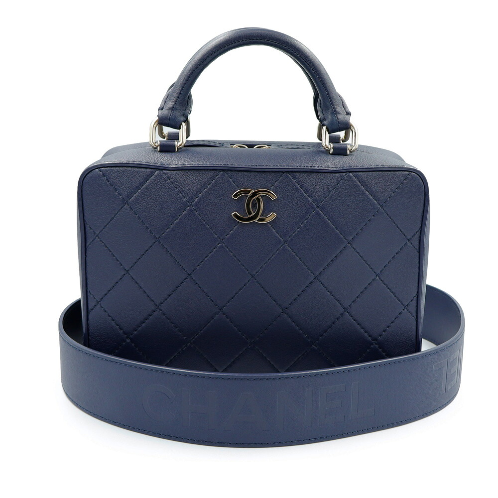 【美品】CHANEL シャネル AS1286 ココマーク マトラッセ スクエア バニティケース ヴァニティケース カーフスキン ネイビー 2WAY ショルダー ハンドバッグ 斜め掛け レザー ゴールド金具|ブランドシティ BrandCity