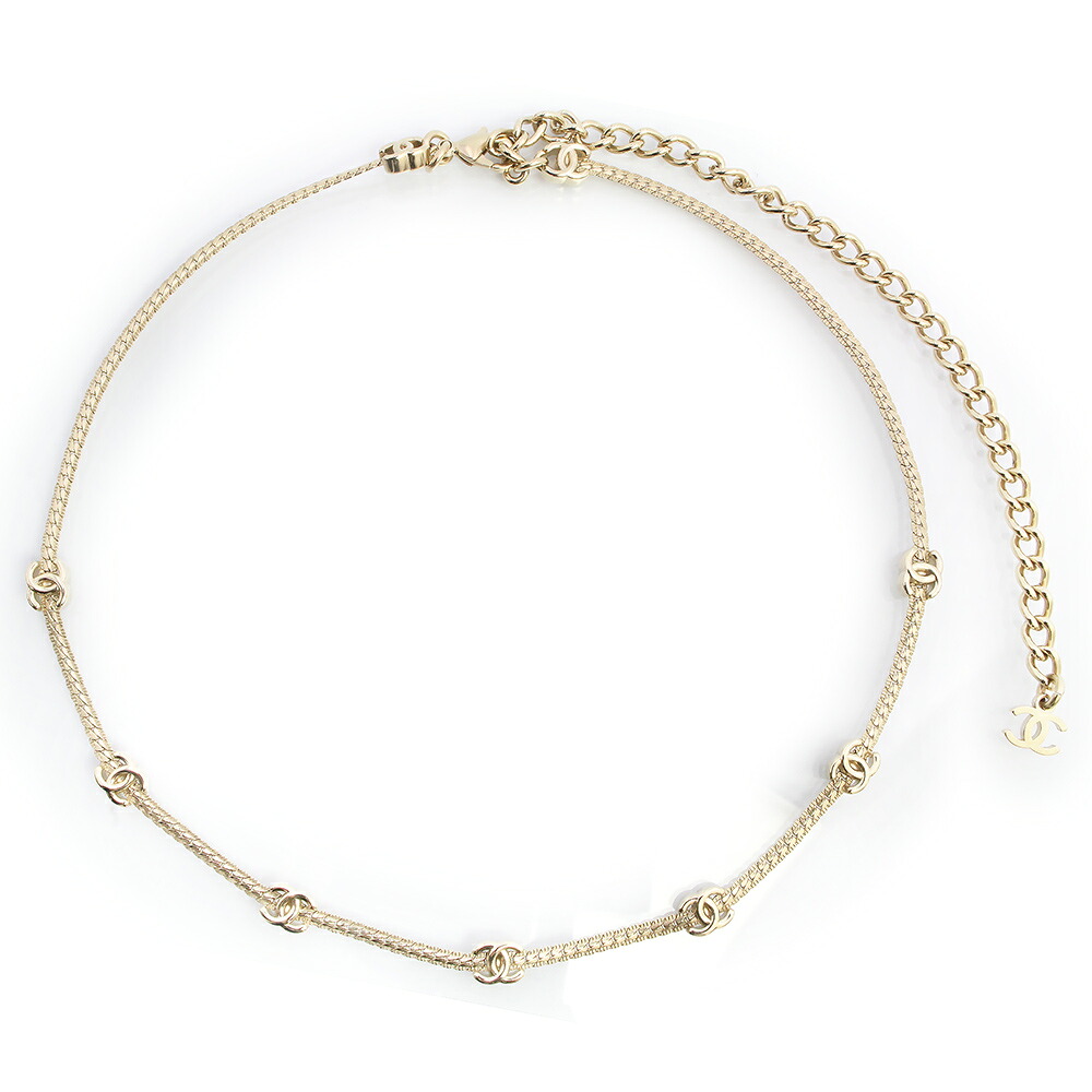 【新品・未使用品】CHANEL シャネル ABE254 ココマーク チェーン シャンパンゴールド チョーカー ネックレス 箱付
