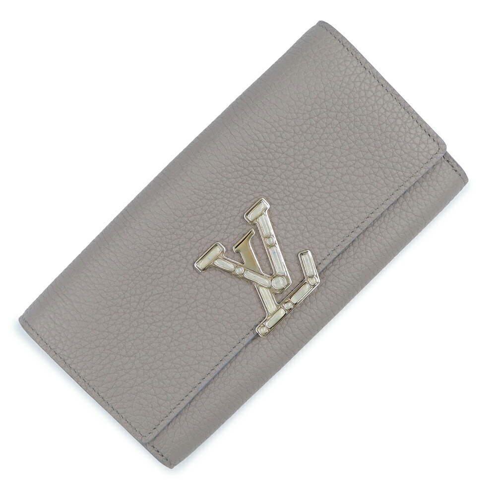 【新品・未当てはめる品】LOUIS VUITTON ルイ ヴィトン M80928 ポルトフォイユ カプシーヌ トリヨンカーフレザー 薄墨色 二つ折り長銭入れ ゴールド金具 箱付