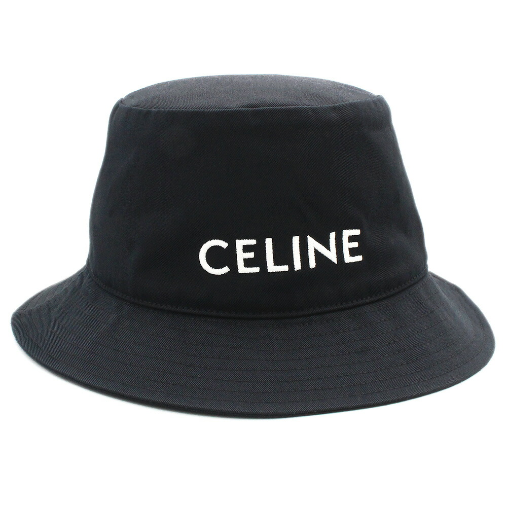 【新品・未使用品】CELINE セリーヌ 2AUO4968P ロゴ コットン100％ バケットハット 帽子 #M 58cm ウルトラブラック