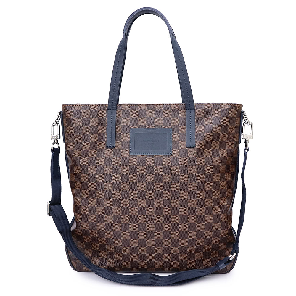 【未当て嵌める 見せびらかす品】LOUIS VUITTON ルイ ヴィトン N41255 先駆者 ダミエ 赤銅色 青碧 肩肉 トートバッグ 2WAY 曲がった掛け しろがね色金具