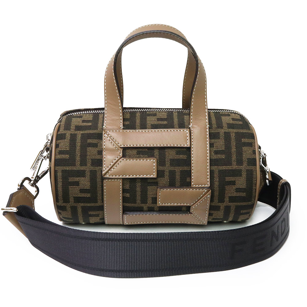 【未使用　展示品】FENDI フェンディ 7VA570 ズッカ ロゴ ミニ FF ジャガード ファブリック ブラウン 2WAY 斜め掛け ショルダー ハンドバッグ レザー シルバー金具｜ブランドシティ　BrandCity