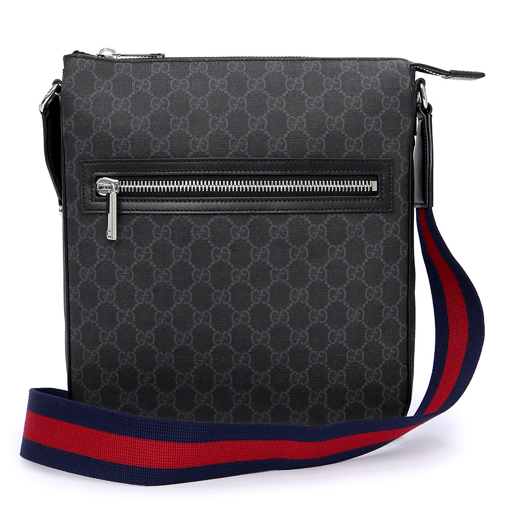 【未当て嵌める 見せびらかす品】GUCCI グッチ 792081 並み並み 伝達人御徒面子 GGスプリームキャンバス 黒いこと ショルダーバッグ 曲がった掛け しろがね色金具