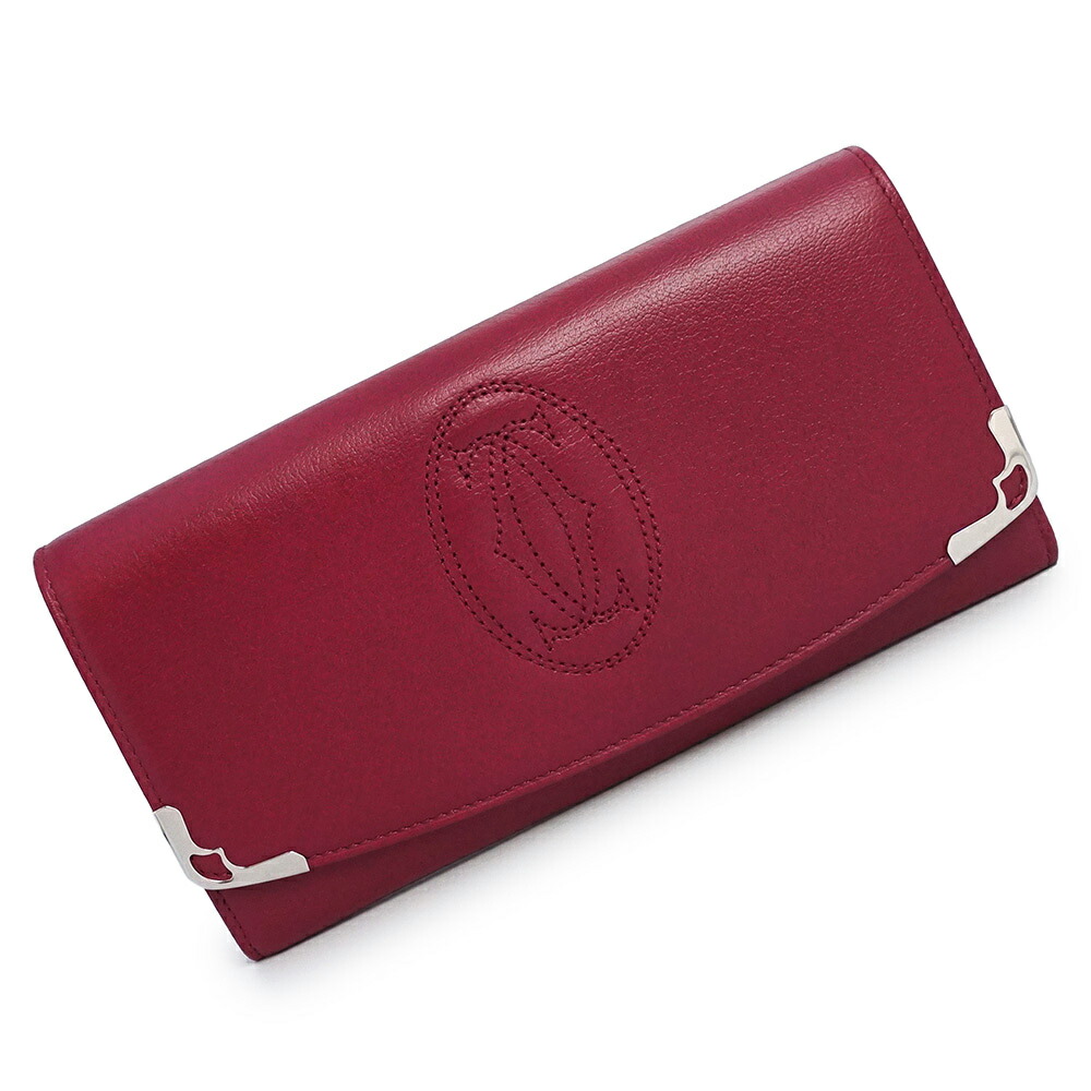 【未当て嵌める 見せびらかす品】Cartier カルティエ L3001421 マルチェロ 2Cロゴタイプ 編み目 カーフスキン フューシャ サクラ色 二つ折り長紙入れ なめし革 しろがね色金具