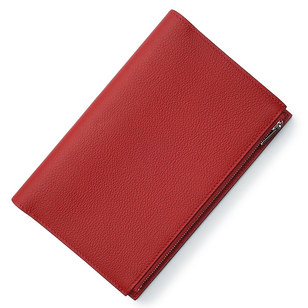 【美品】HERMES エルメス EAジップ PM ヴォーエバーカラー ルージュピマン 赤いこと Y目じるし 万覚え帳取りまかなう 万覚え帳取りまかなう コインケース 釣り銭入れ 金入れ なめし革 しろがね色金具 箱付