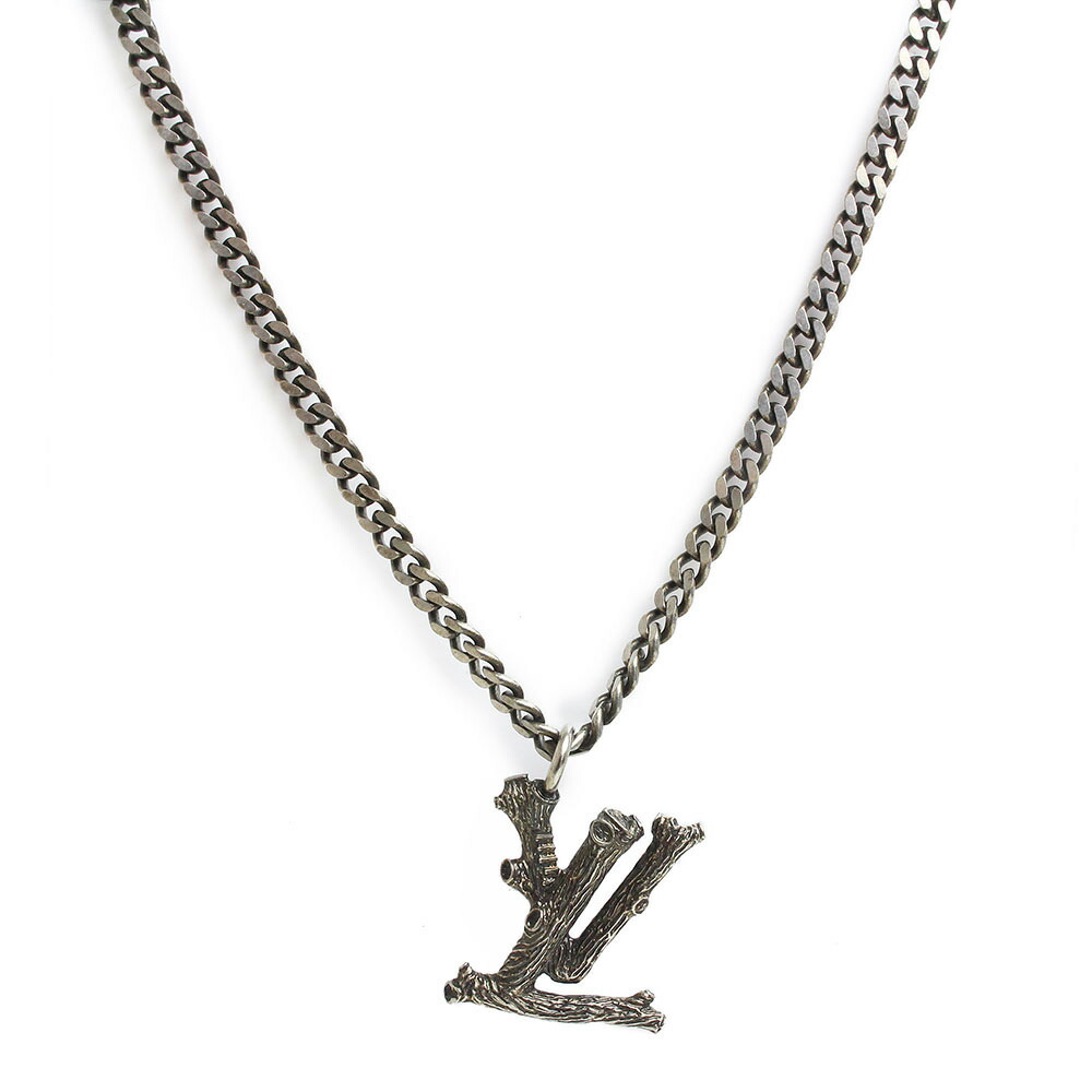 【新品・未当て嵌める品】LOUIS VUITTON ルイ ヴィトン MP2818 LV木材 ヴィンテージシルバー 首飾り シャンデリヤ 箱付