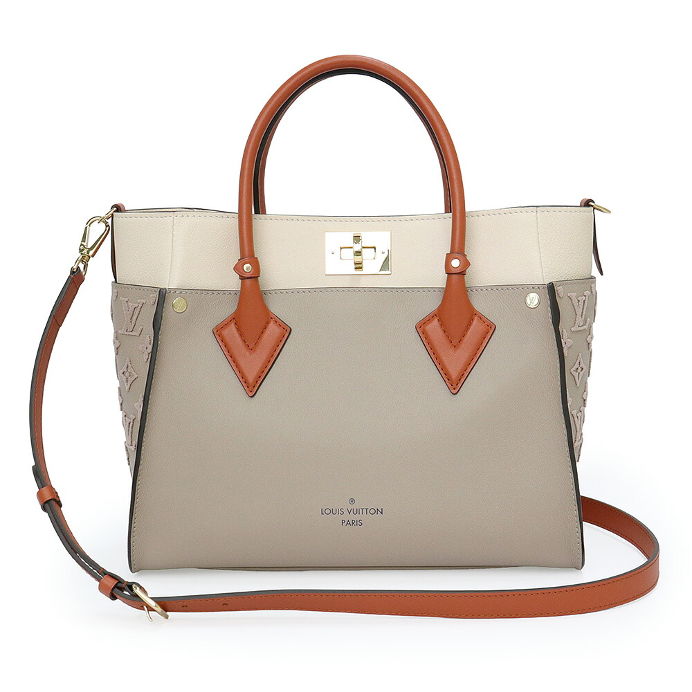 【未使用　展示品】LOUIS VUITTON ルイ ヴィトン M53825 オンマイサイド MM グレインカーフ ナッパ レザー ガレ 2way ショルダー ハンドバッグ 斜め掛け ベージュ ゴールド金具｜ブランドシティ　BrandCity