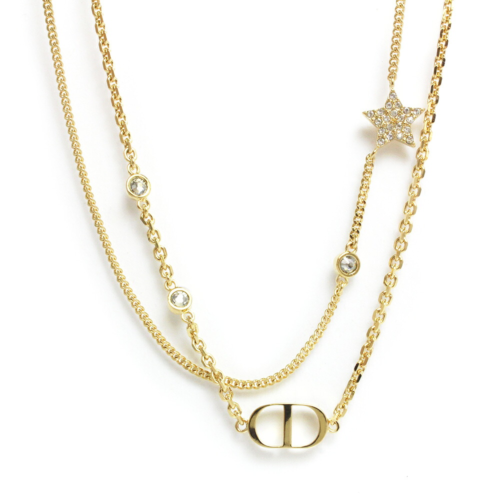 【新品・未使用品】Christian Dior クリスチャンディオール N1155PMTCY PETIT CD ロゴ スター 星 ゴールド ダブル 2連 ネックレス ペンダント 二段階調節 箱付